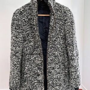 J.Crew Italian Wool Bouclé Lodge Coat | Quilted | Black & White 6